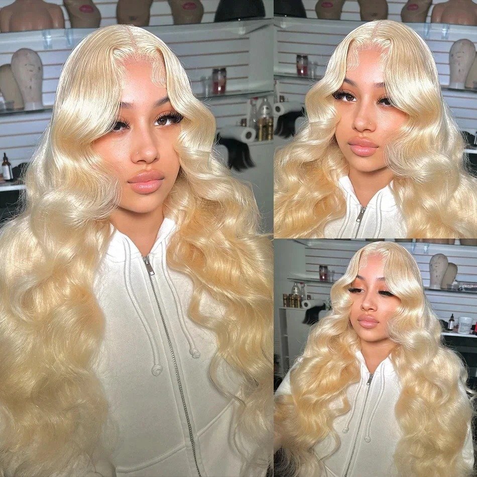 30inch Body Wave 613 transparent 13x4 hd lace full frontal wig straight body wave 613 blonde brazilian human hair full lace wigs