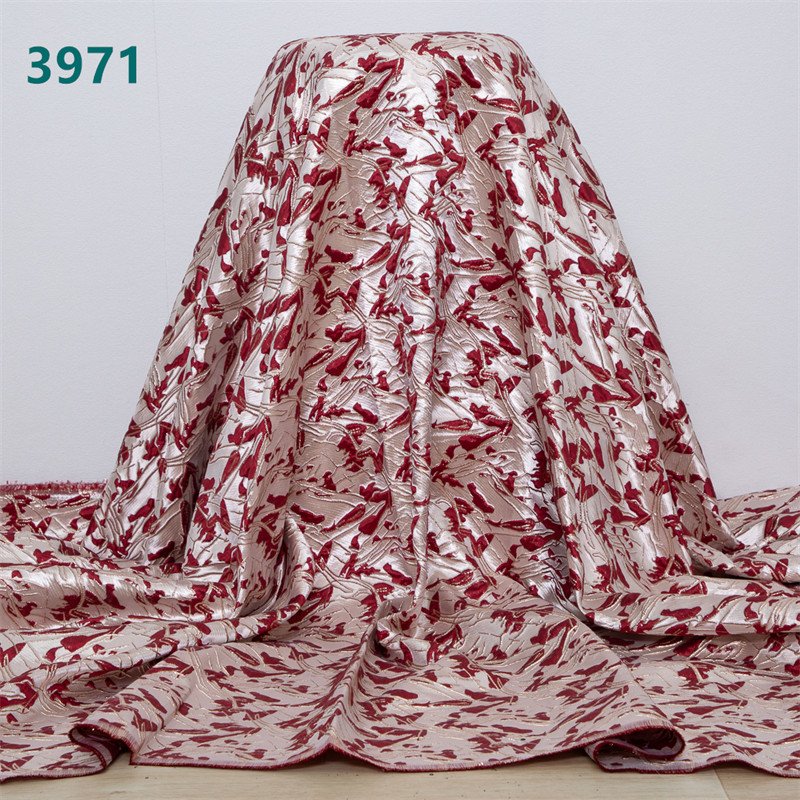 Black African Brocade Fabric Jacquard Lace Wholesale New Nigerian Damask Material Dentelle Fabric for Sewing Women Dresses 3971