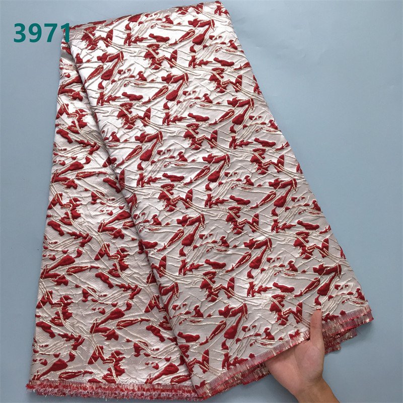 Black African Brocade Fabric Jacquard Lace Wholesale New Nigerian Damask Material Dentelle Fabric for Sewing Women Dresses 3971