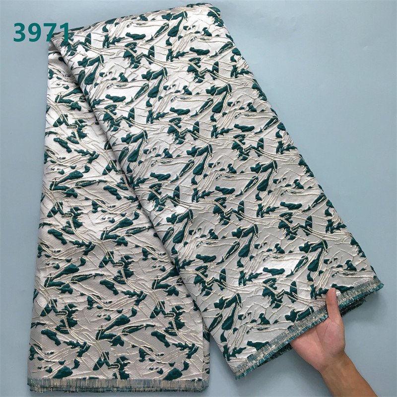Black African Brocade Fabric Jacquard Lace Wholesale New Nigerian Damask Material Dentelle Fabric for Sewing Women Dresses 3971