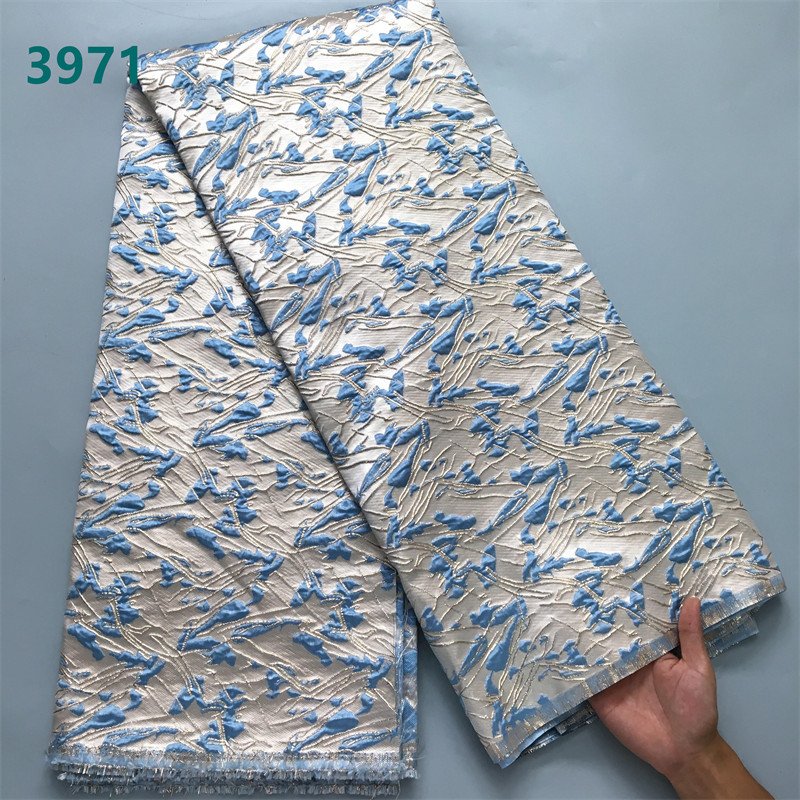 Black African Brocade Fabric Jacquard Lace Wholesale New Nigerian Damask Material Dentelle Fabric for Sewing Women Dresses 3971