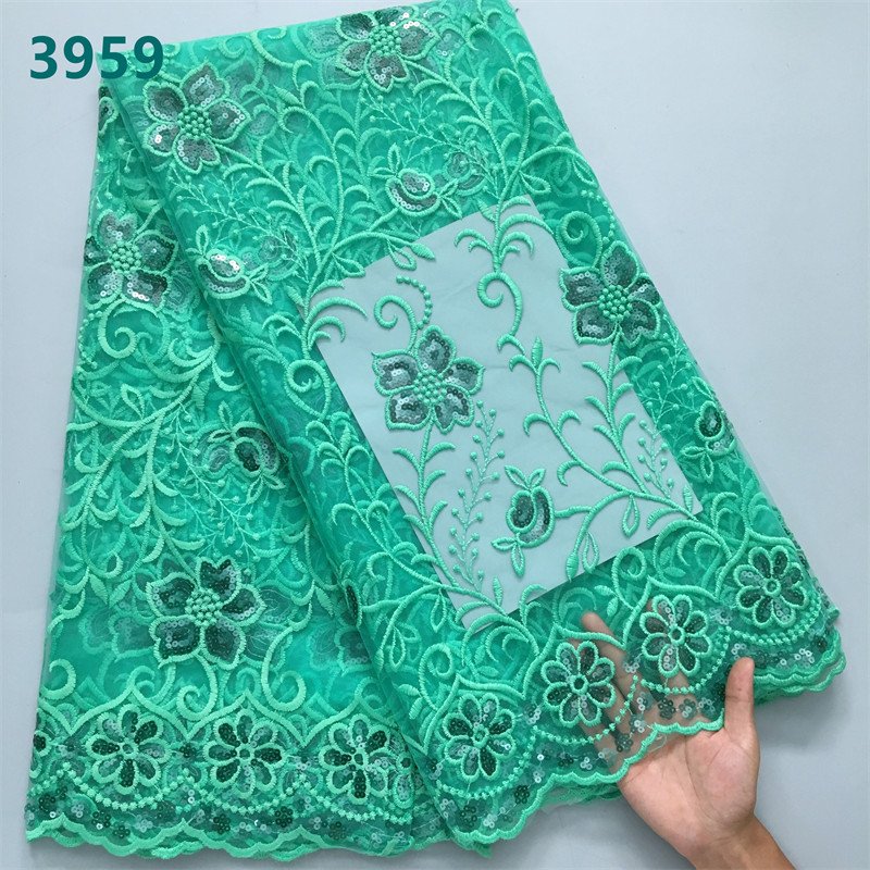 Wholesale Sequins African Mesh Woman Lace Fabric High Quality 2024 Nigerian Net Lace Fabrics for Sewing Wedding Dresses 3959