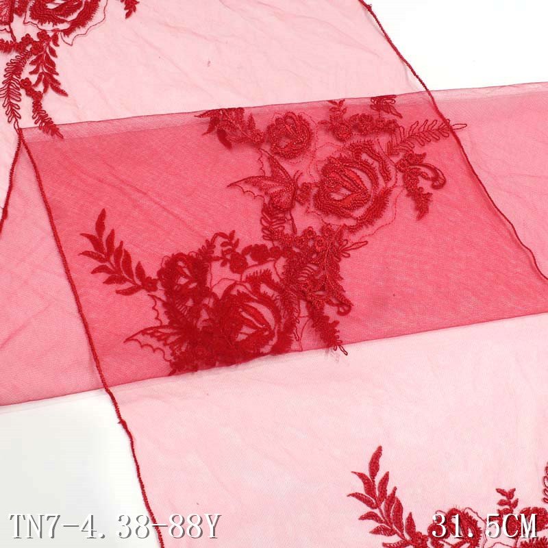 Customizable embroidery fabric 31.5cm broderie anglaise tulle fabric 3d lace fabric tissu africain