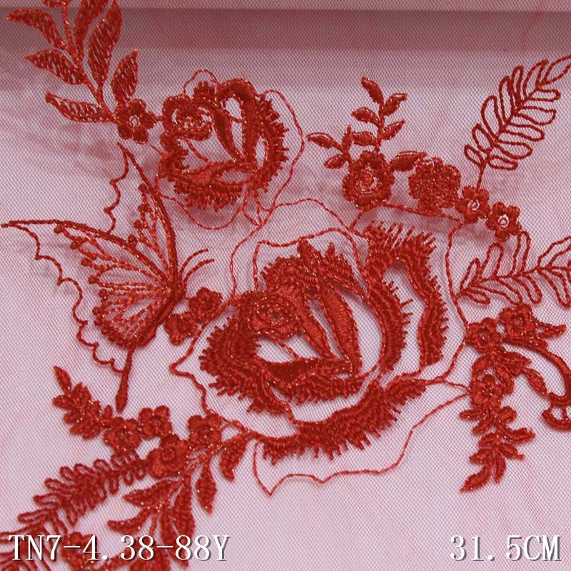 Customizable embroidery fabric 31.5cm broderie anglaise tulle fabric 3d lace fabric tissu africain