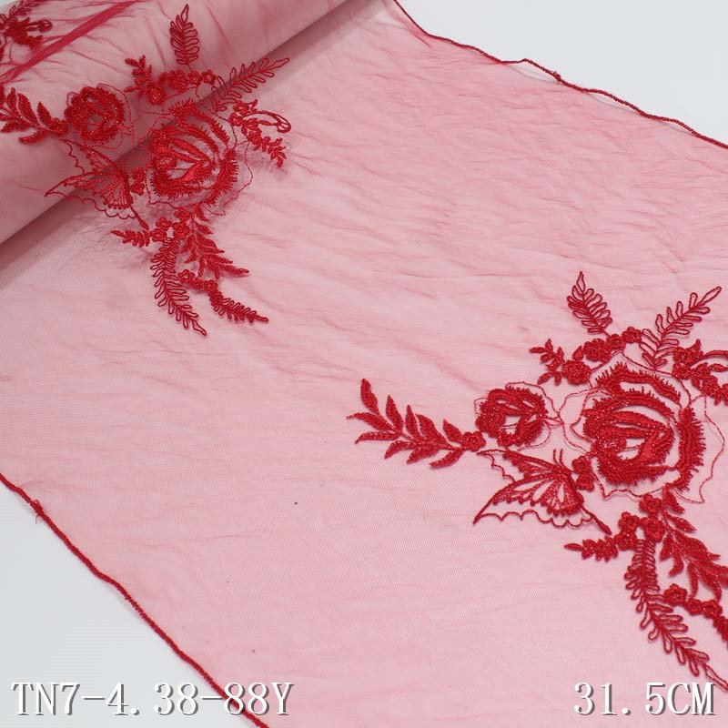 Customizable embroidery fabric 31.5cm broderie anglaise tulle fabric 3d lace fabric tissu africain