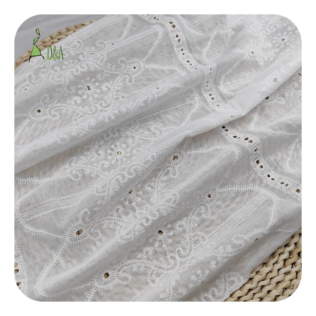 High Quality White 100% Cotton Embroidery Voile Fabric Stock Available For Garment