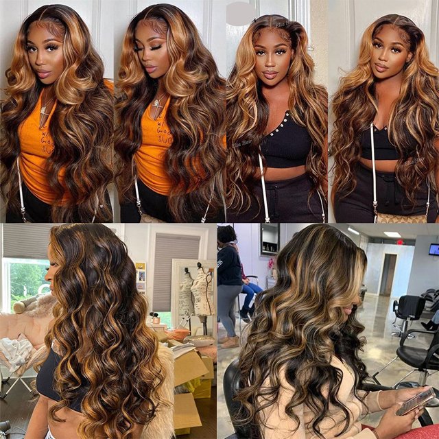 Cheap Colored P4/27 Highlight Brazilian Human Hair 13x4 Transparent Lace Front Wigs For Women Wholesale Lace Frontal Wigs Vendor
