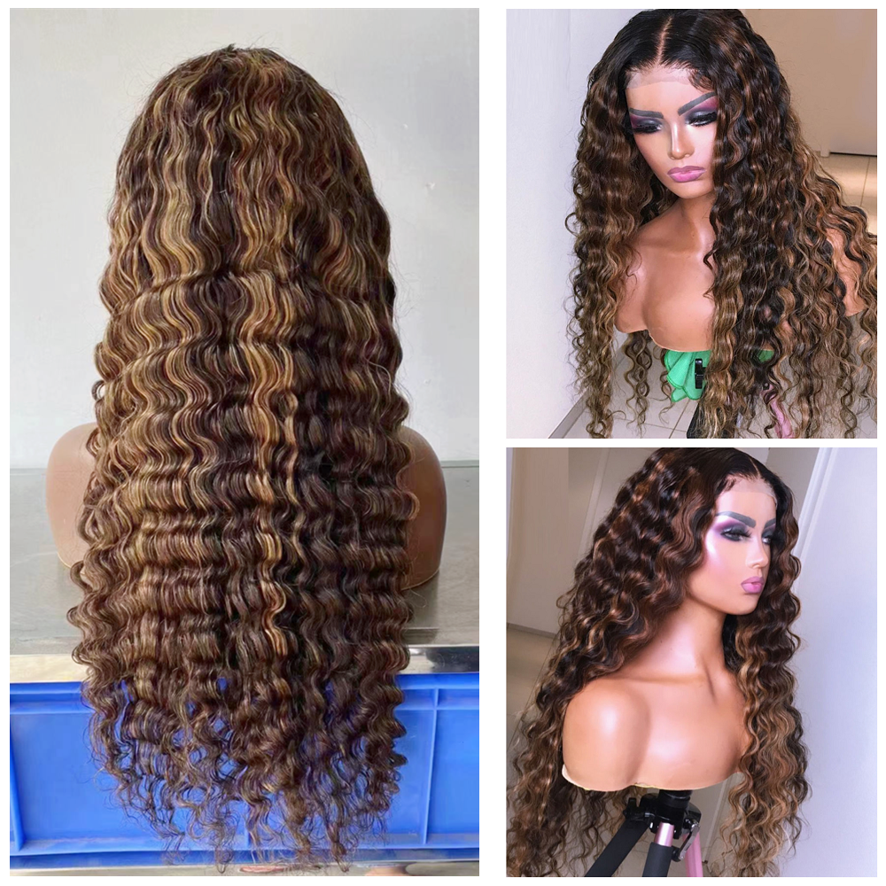 Cheap Colored P4/27 Highlight Brazilian Human Hair 13x4 Transparent Lace Front Wigs For Women Wholesale Lace Frontal Wigs Vendor