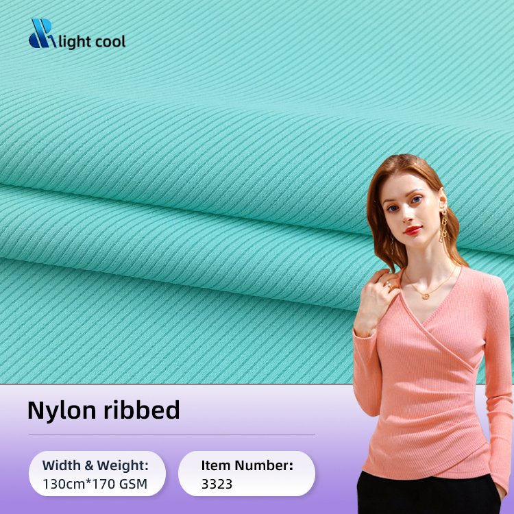 No3323 China suppliers 85 nylon 15 spandex tubular 2x2 rib knit fabric for swimwear