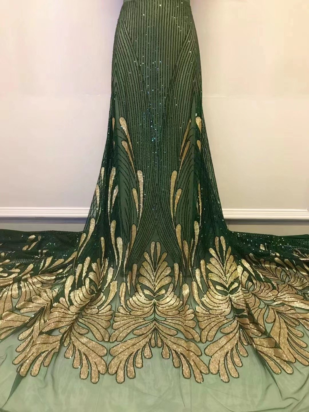 2023 new Luxury African Sequins Lace Fabric Golden Net Embroidery fabric For Nigerian Wedding Party Dress