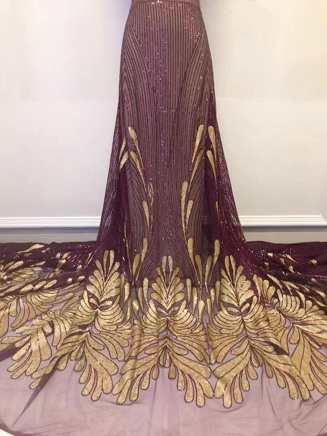2023 new Luxury African Sequins Lace Fabric Golden Net Embroidery fabric For Nigerian Wedding Party Dress