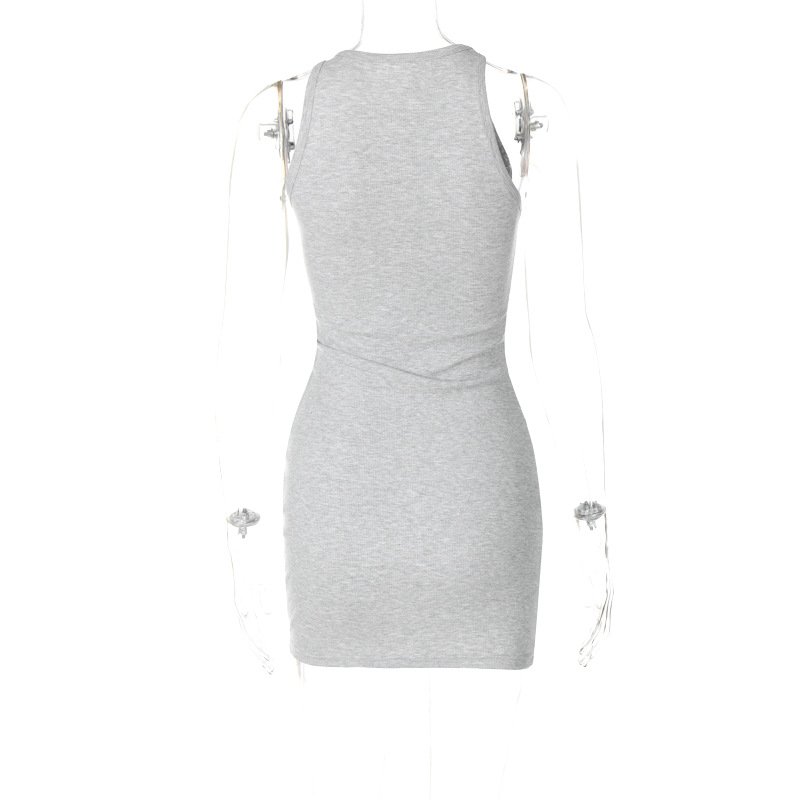 X15638C Ribbed Solid O Neck Sleeveless Sexy Bodycon Mini Dress Summer Women Fashion Outfits Streetwear Party Festival Wholesale