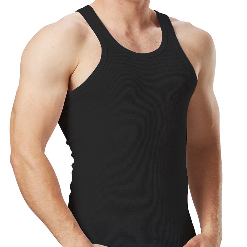 Men's Summer Gym Top Elastic Ribbed Sleeveless Breathable and Quick Dry Knitted Design Casual Style