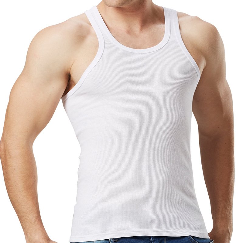 Men's Summer Gym Top Elastic Ribbed Sleeveless Breathable and Quick Dry Knitted Design Casual Style