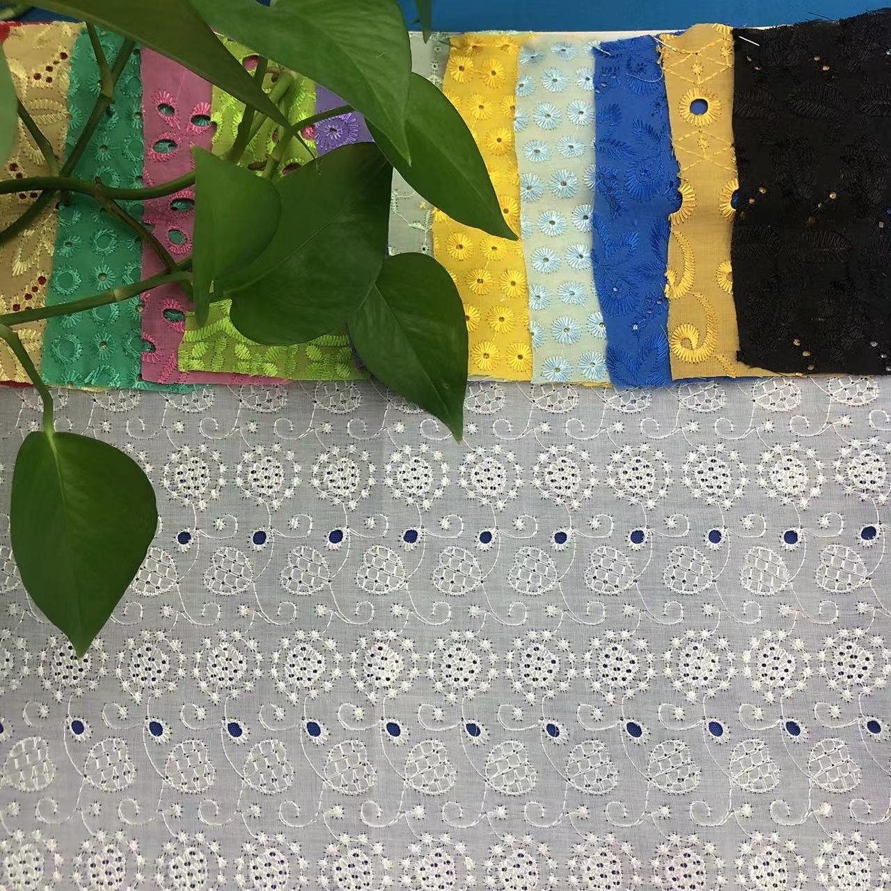 2024 new african wedding dress tulle floral lace embroidery fabric multi color flower clothing mesh embroidery fabric for dress