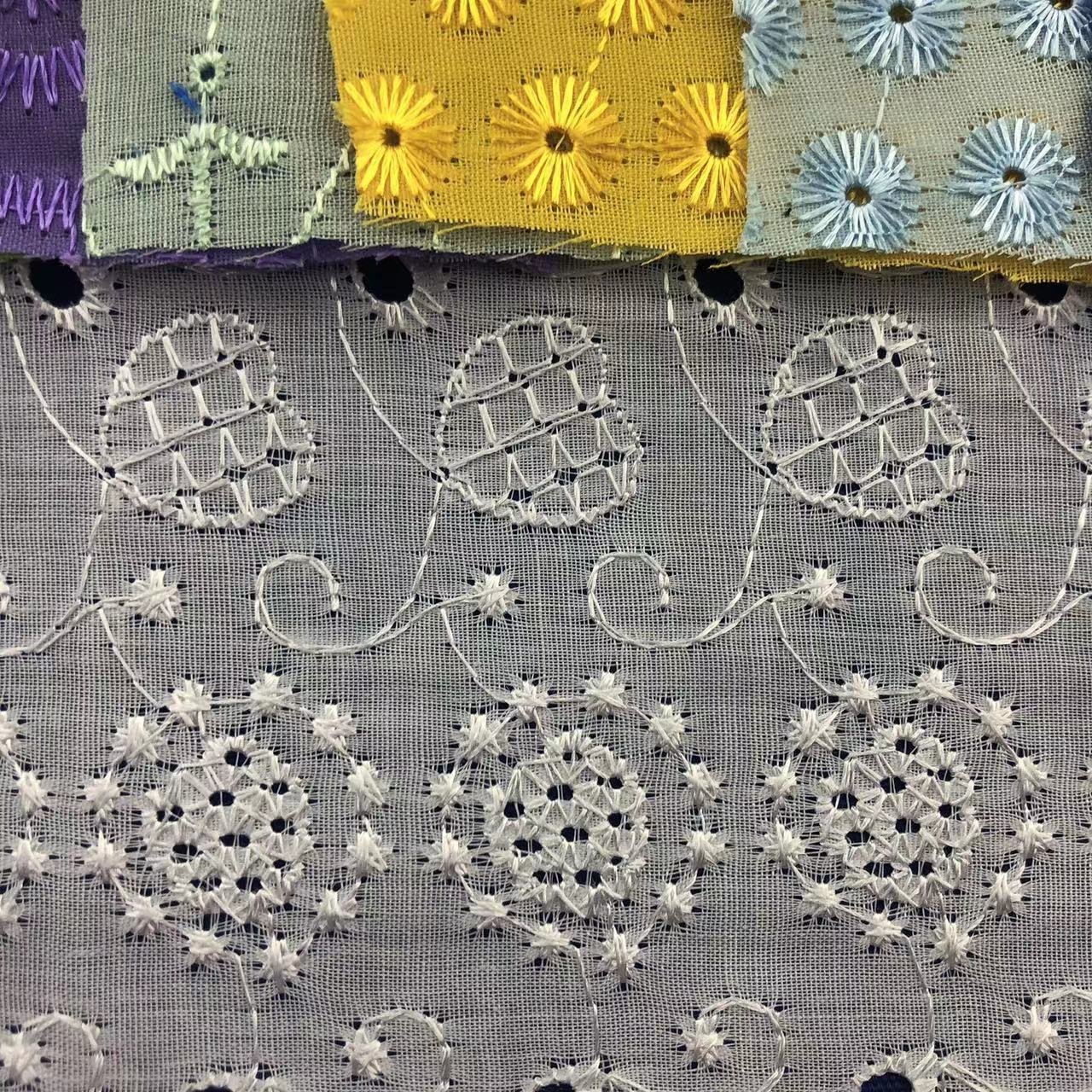 2024 new african wedding dress tulle floral lace embroidery fabric multi color flower clothing mesh embroidery fabric for dress