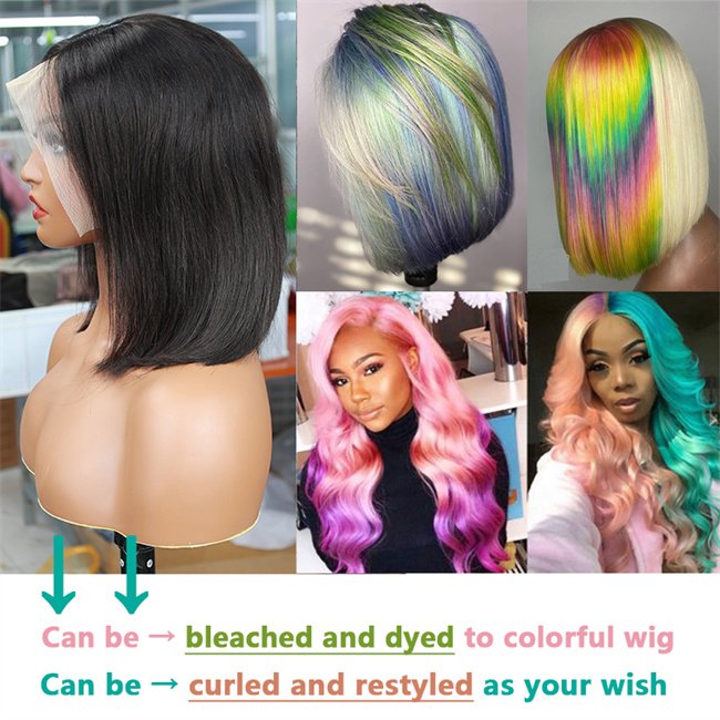 Short Wigs Bob Wig, Cheap Bob Wigs Glueless Bob Wigs with Bangs Human Hair Raw Peruvian Lace Cheap Price Black Front, 8-14 Inch
