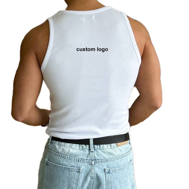 bank luxury cotton man tank top knitted running workout gym streetwear custom logo stringer rib tank top
