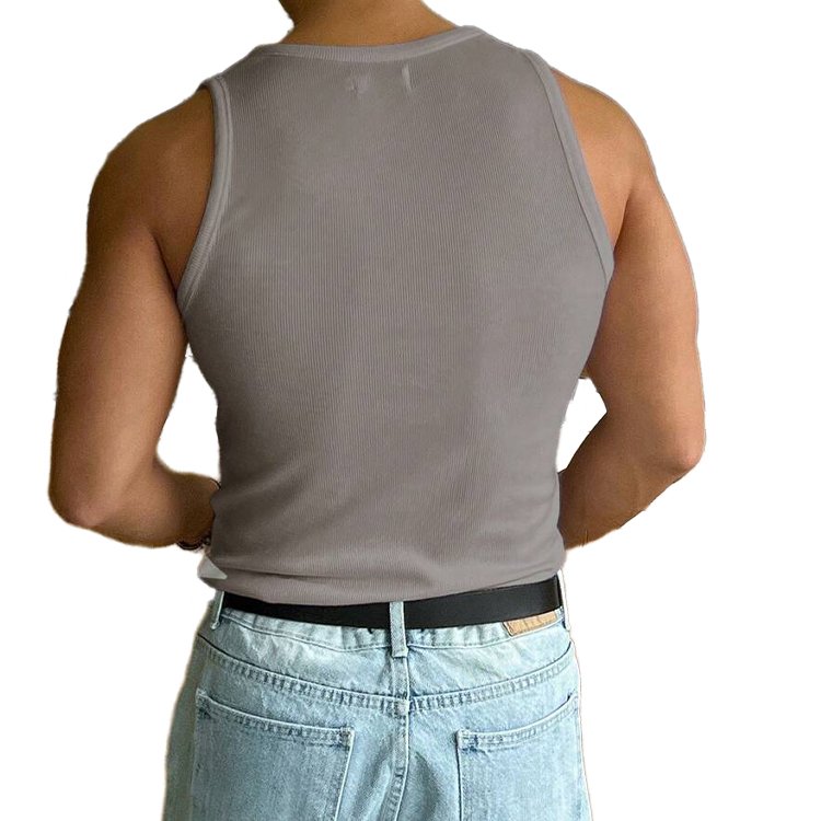 bank luxury cotton man tank top knitted running workout gym streetwear custom logo stringer rib tank top