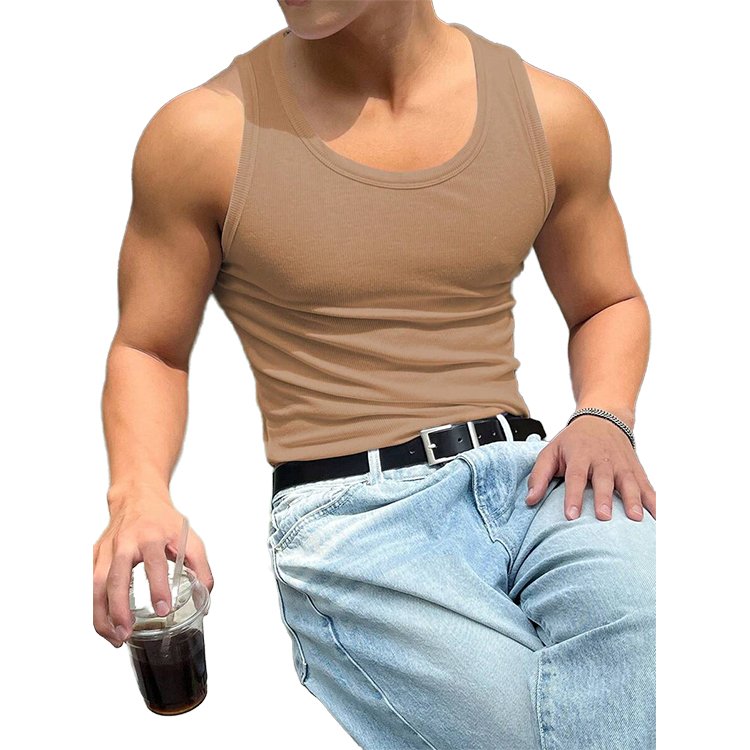 bank luxury cotton man tank top knitted running workout gym streetwear custom logo stringer rib tank top