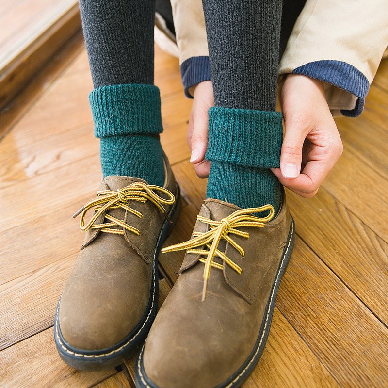 BONYPONY High School Girls Funky Bubble Loose Socks Women's Ribbed Style Turn Cuff Warm Thick Knit Wool Socks