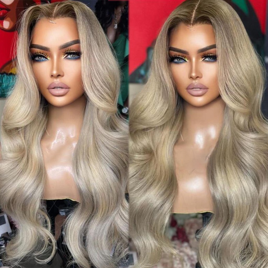 Glueless Full HD Lace Wigs Ash Blonde Lace Front Wigs Human Hair Virgin Brazilian Raw Indian Hair HD Lace Frontal Wigs