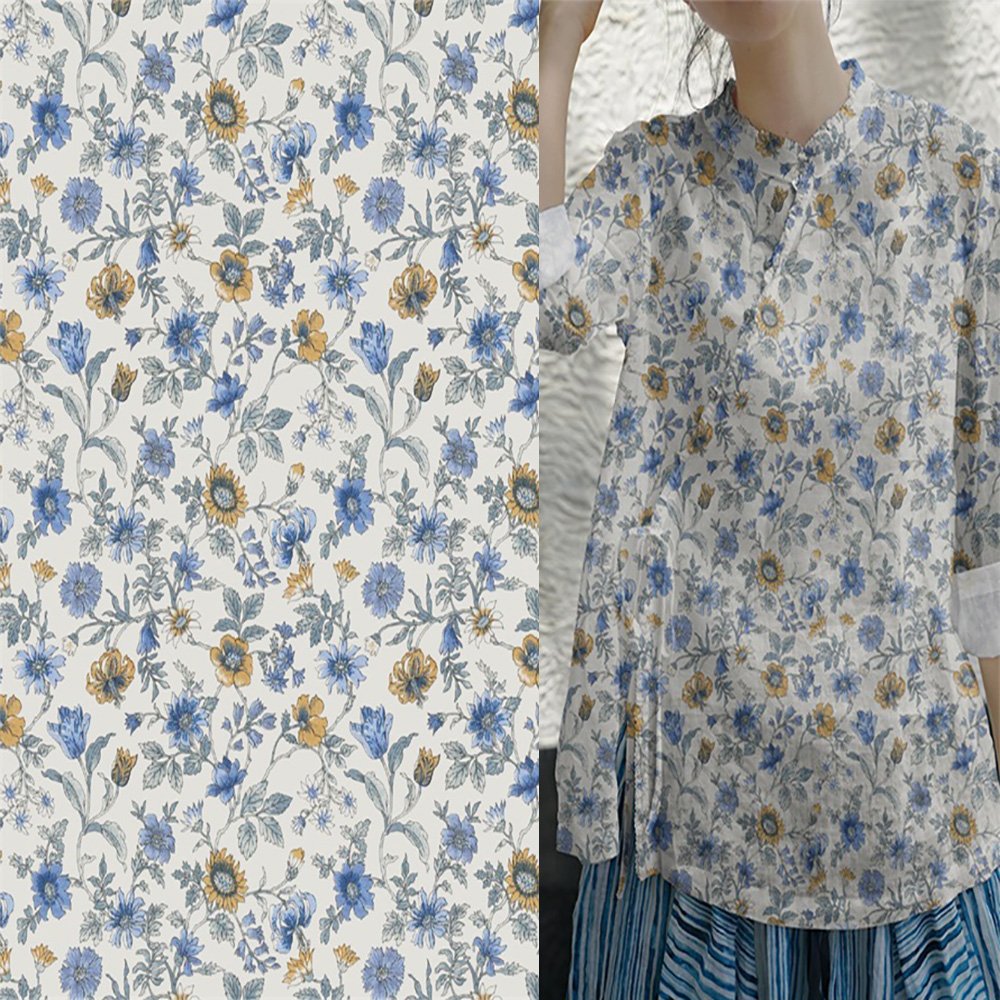 2024 Elegant Floral Printed Crepe Fabric Lightweight with Stunning Design Garment Dress Material Fabric for Clothing