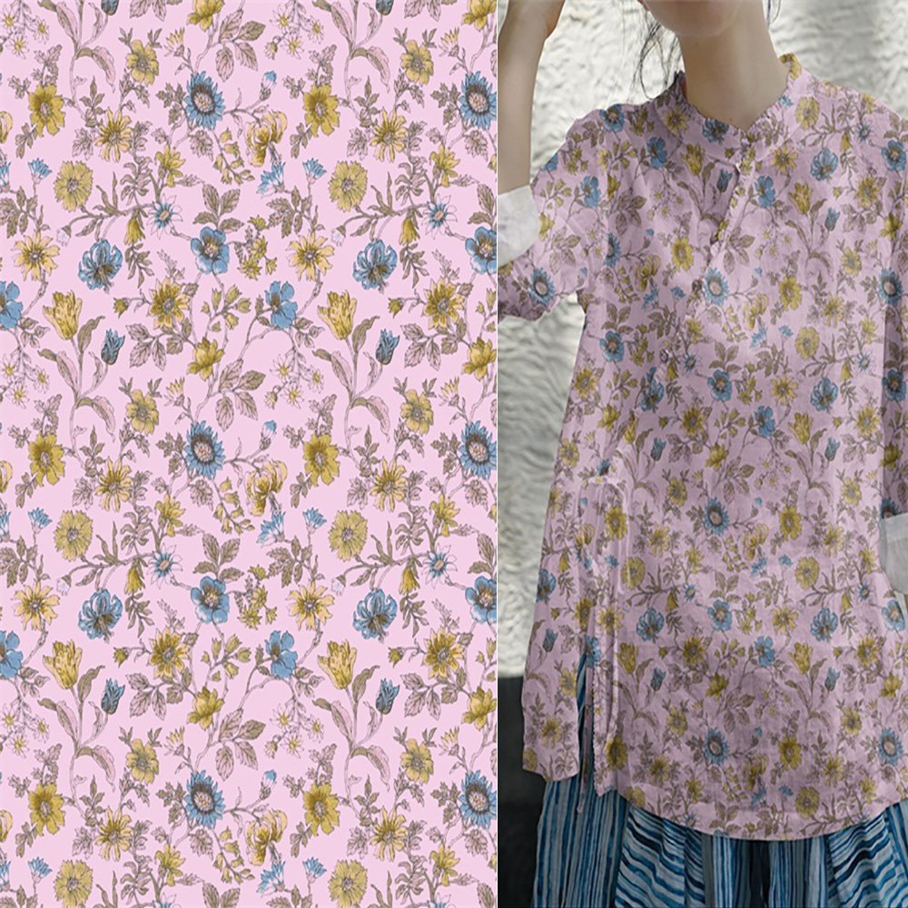 2024 Elegant Floral Printed Crepe Fabric Lightweight with Stunning Design Garment Dress Material Fabric for Clothing