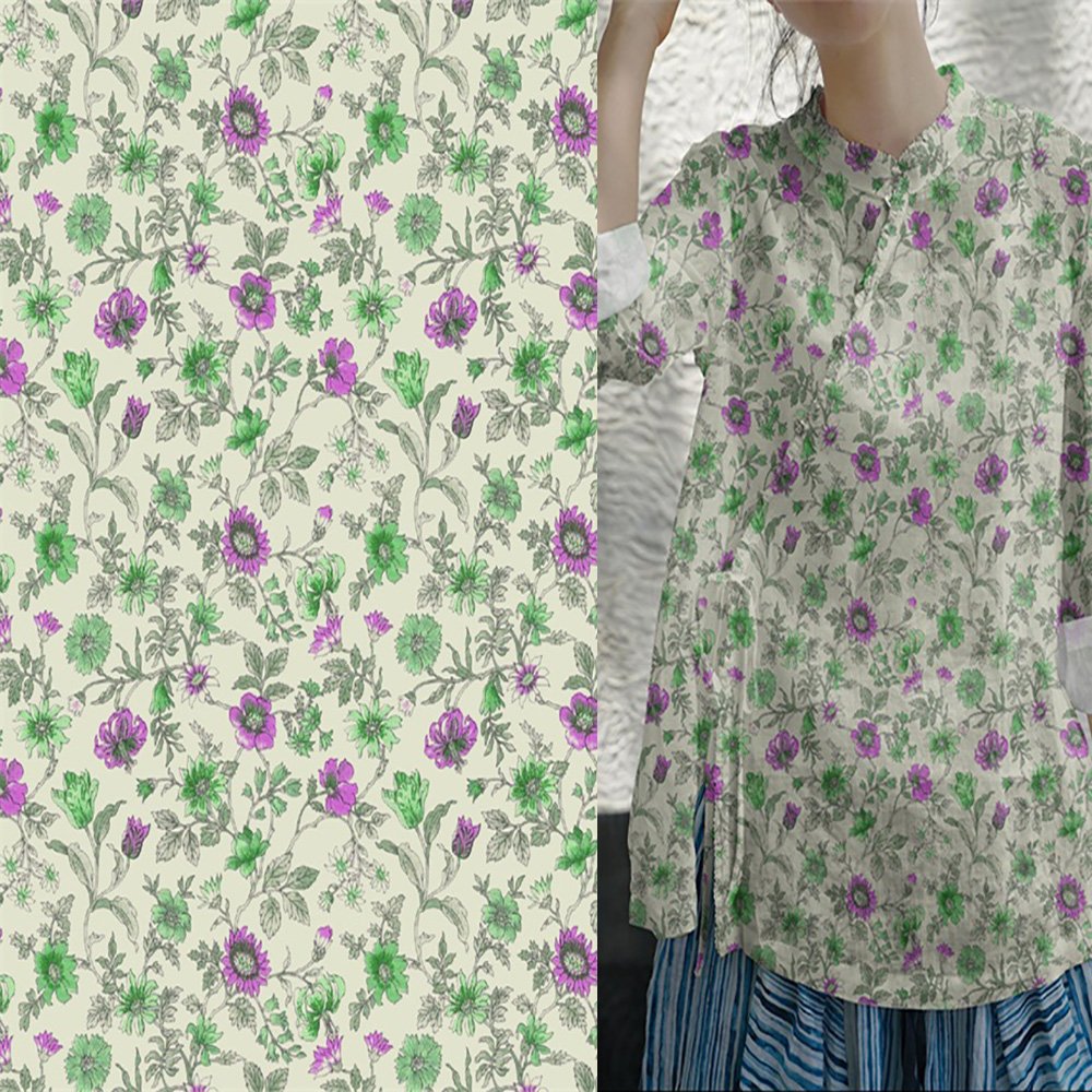 2024 Elegant Floral Printed Crepe Fabric Lightweight with Stunning Design Garment Dress Material Fabric for Clothing