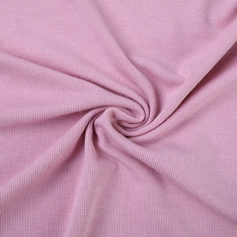 Solid color rayon 93% tencel 7%spandex soft jersey melange 1x1/2x2 rib interlock weft knit fabric manufacturer