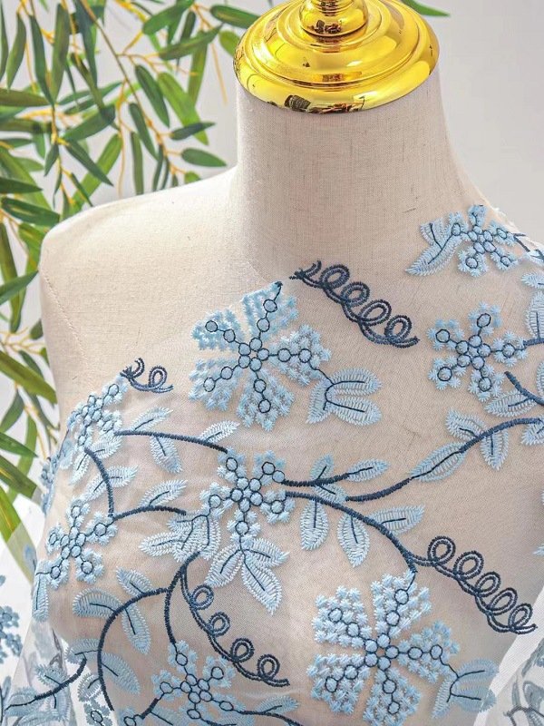 Popular Wedding Lace Fabric Net Embroidery Fabric Lace Floral Embroidery Lace Fabric Milk Silk For Dress