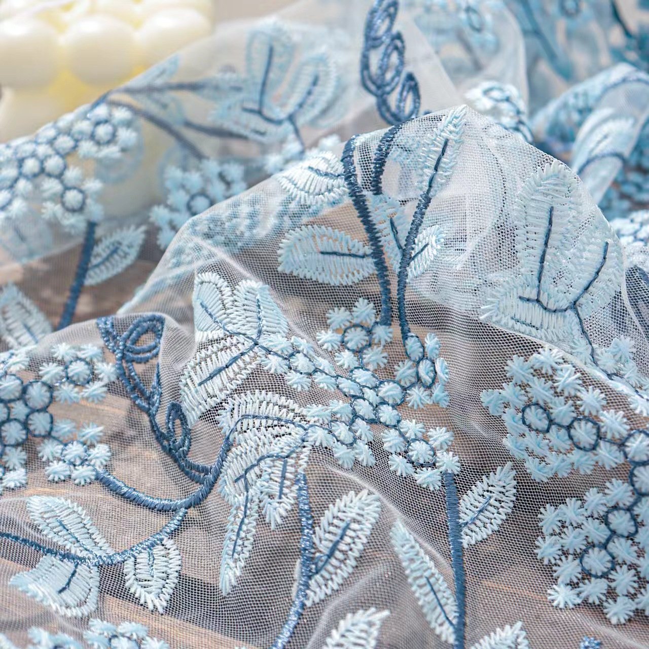 Popular Wedding Lace Fabric Net Embroidery Fabric Lace Floral Embroidery Lace Fabric Milk Silk For Dress