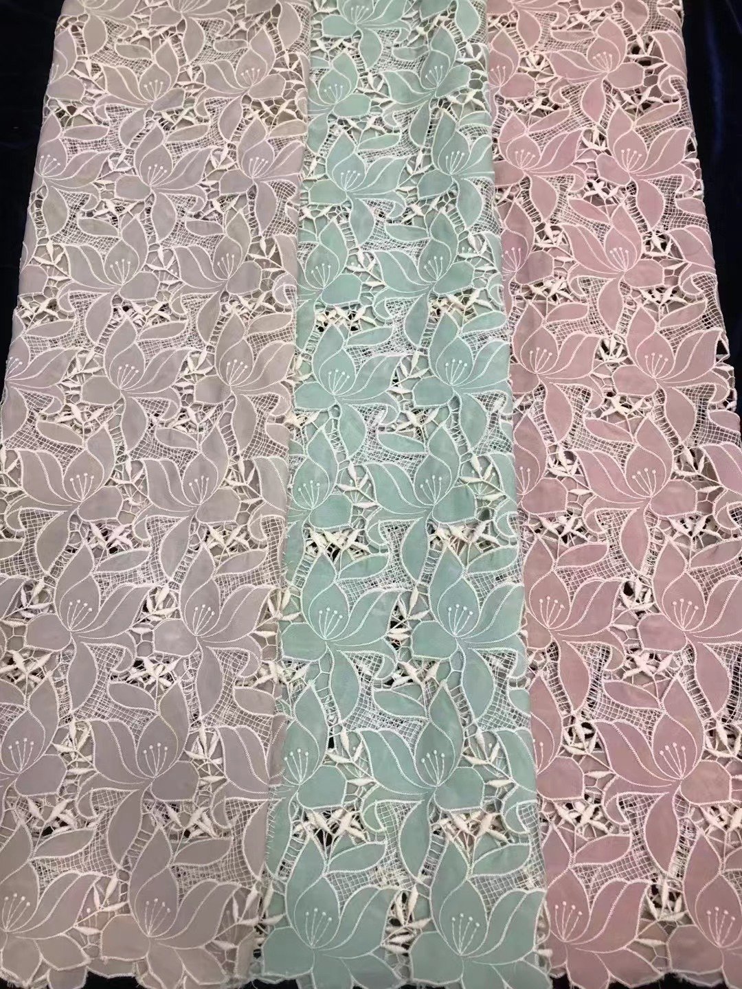 Latest Crepe de chine Handcut Chiffon Embroidery Designer Dress lace Fabric