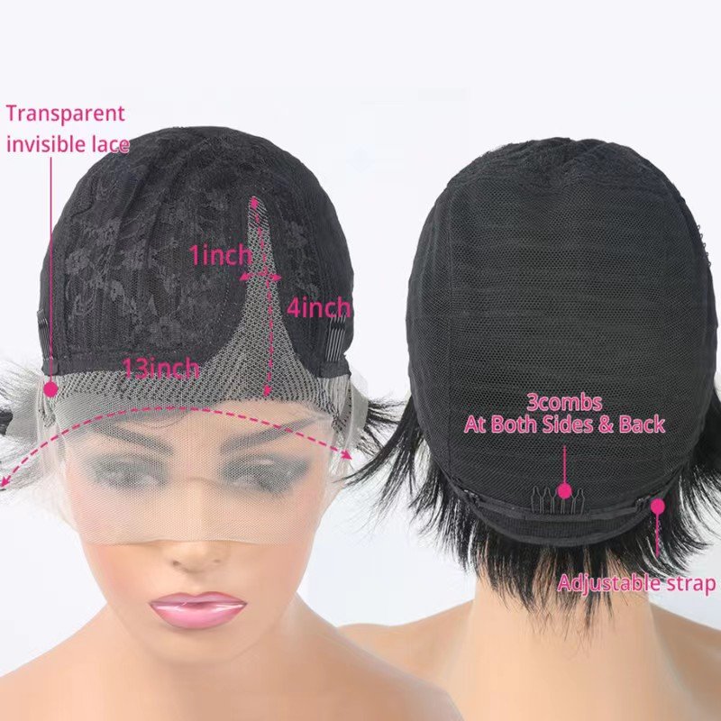 Human Hair Side T Part Pixie Curls Lace Wigs Virgin Brazilian Hair Cheap Short 13x4x1 T Pixie Cut Curly Wigs Wholesale