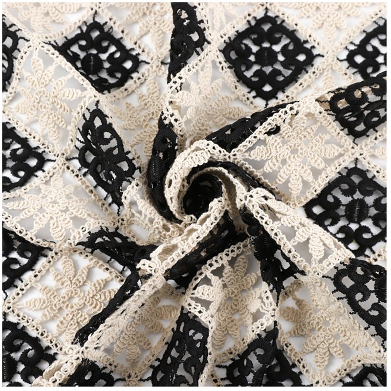 RTS Hollow Black and White Guipure French Lace Cord Embroidery Fabric