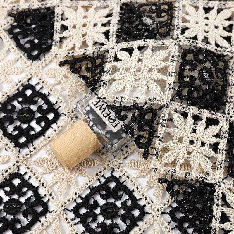 RTS Hollow Black and White Guipure French Lace Cord Embroidery Fabric