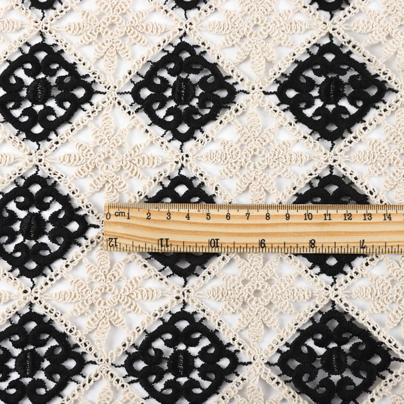RTS Hollow Black and White Guipure French Lace Cord Embroidery Fabric