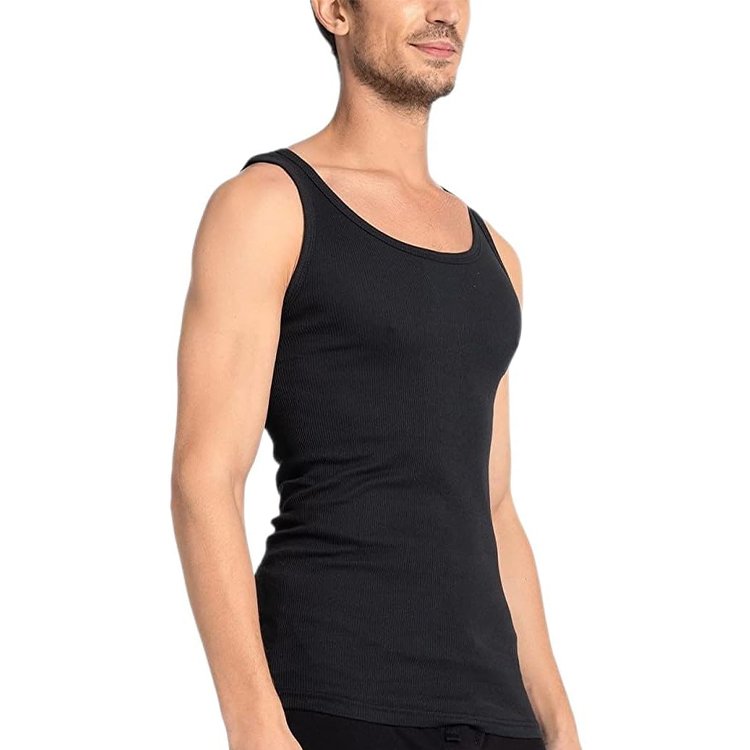 OEM Customized Gym Clothes Men Underwear Cotton Vest For Men Ribbed Man Tank Tops Shirts Under Shirts