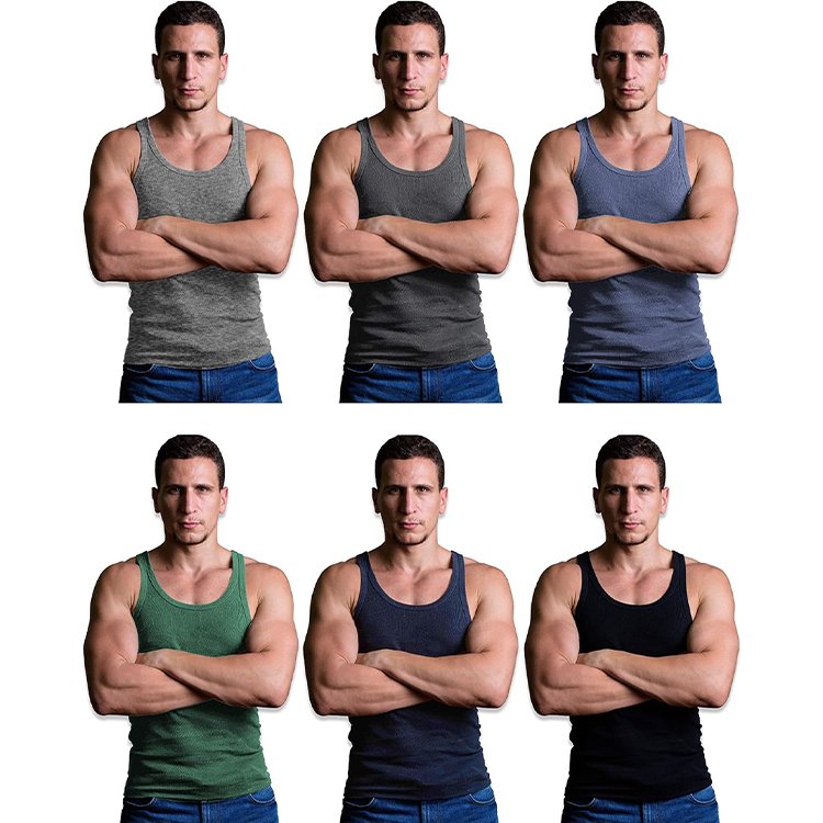 OEM Customized Gym Clothes Men Underwear Cotton Vest For Men Ribbed Man Tank Tops Shirts Under Shirts