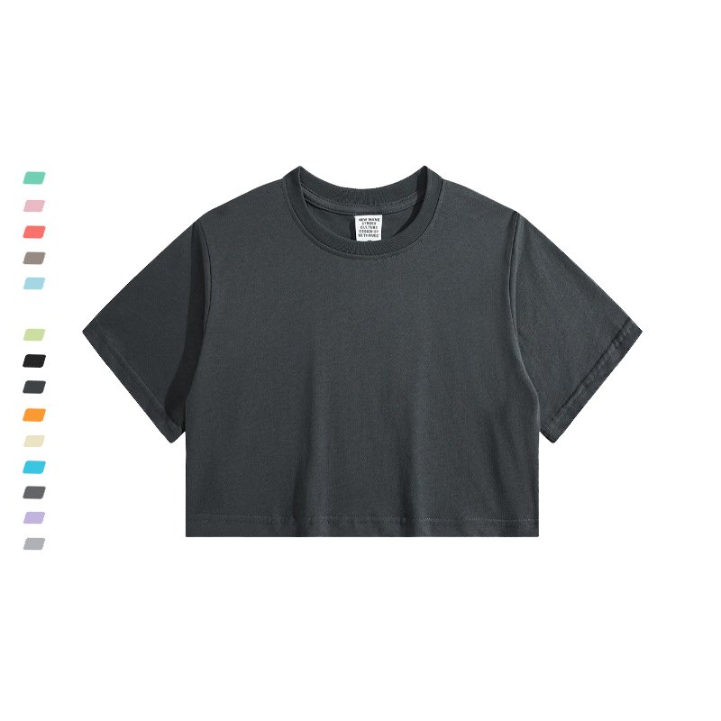 Summer short custom cotton 240gsm oversized t-shirt low moq cheap price cropped t-shirts for girls