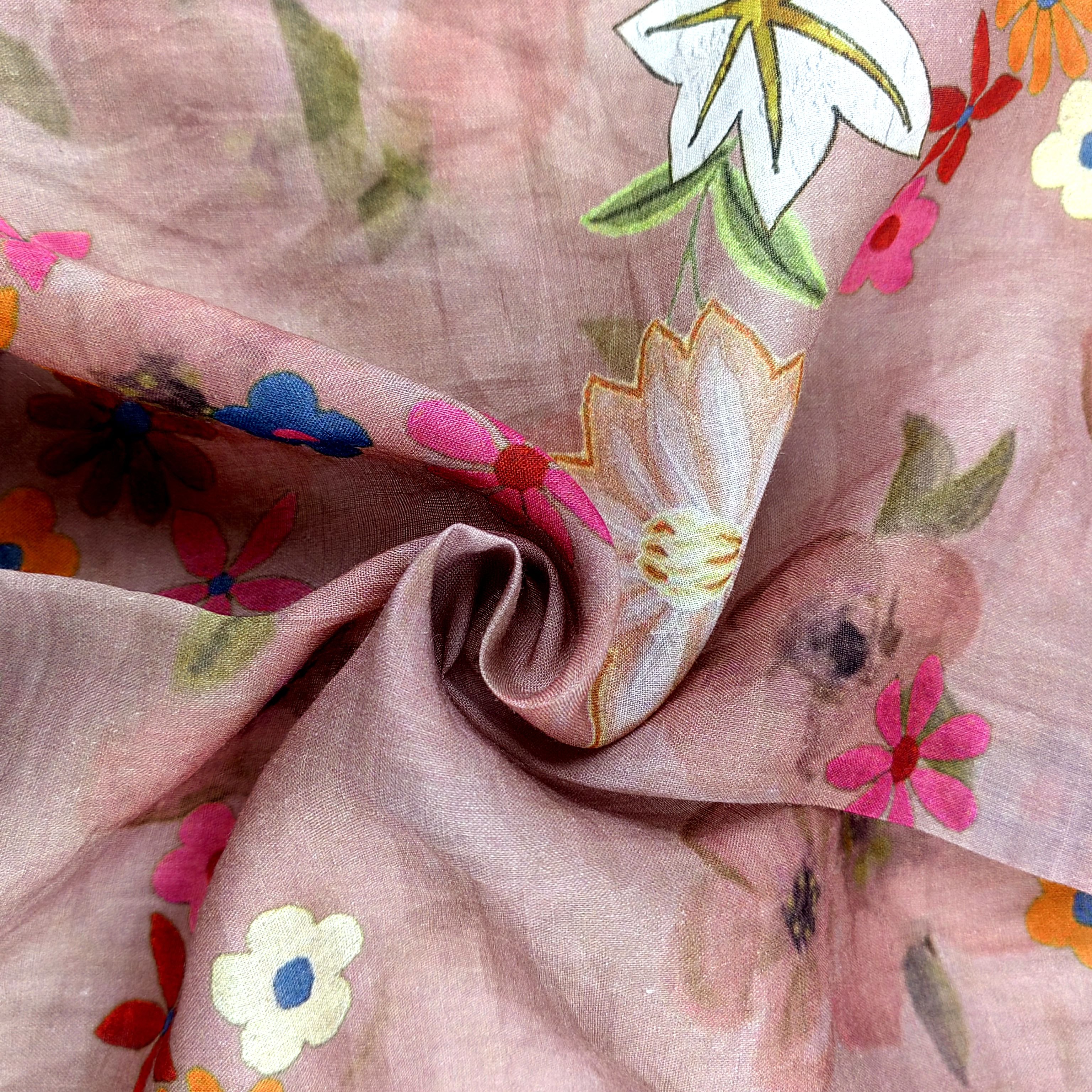 Hot Sale soft feeling Beautiful floral design 100% 42S 78GSM ramie linen Print fabric for shirts dress skirts