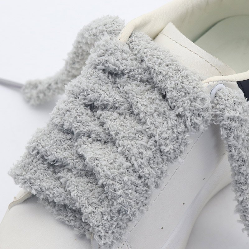 Hot selling 15mm extra wide AF Caterpillars thick Fuzzy shoelaces Flat Fat SB Dunks Low canvas Sneakers Fluffy Shoe Laces