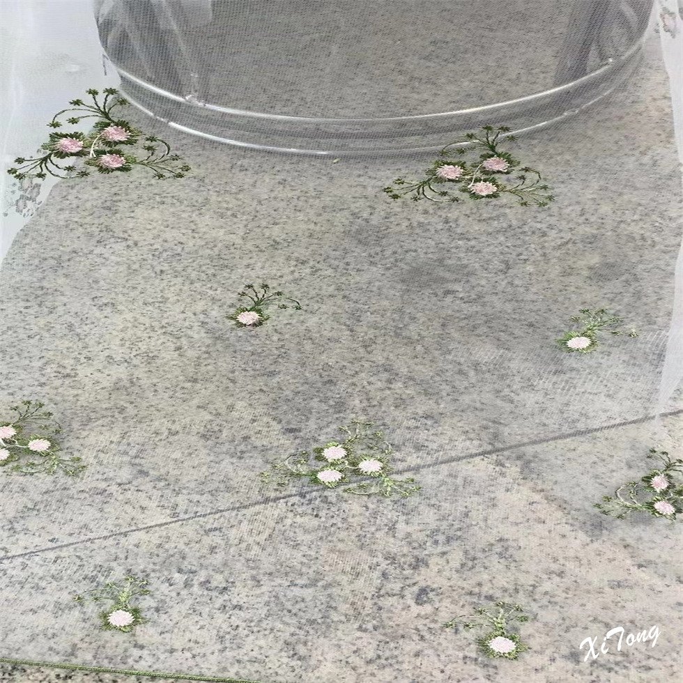 Lightweight transparent breathable embroidery beautiful flowers organza fabric for making children's clothes or wedding dress