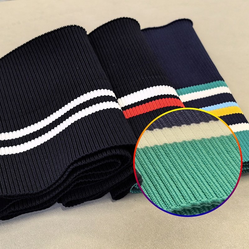 Thickened round machine rib knit cylinder elastic thread fabric for collar cuff hem pant fabric Striped Trim
