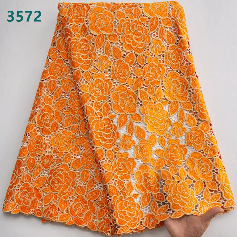 African Water Soluble Lace Fabric High Quality Nigerian Guipure Cord Lace For Sewing Women Evening Dresses 3572