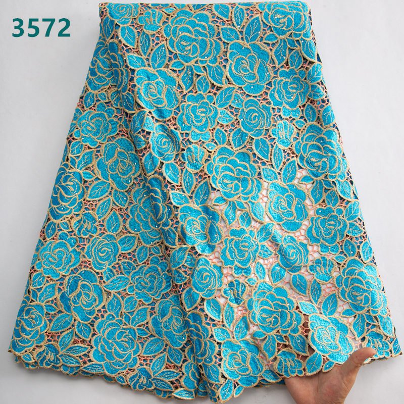 African Water Soluble Lace Fabric High Quality Nigerian Guipure Cord Lace For Sewing Women Evening Dresses 3572