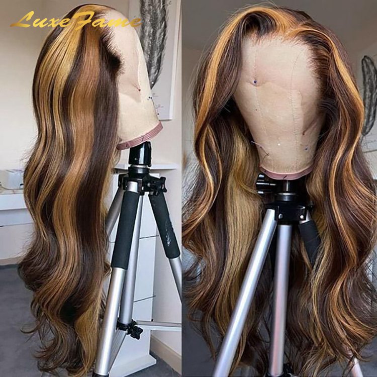 Hot Selling P4/27 Hd Transparent Lace Front Wig,13x6 Lace Front Wig With Transparent,P4/27 color Lace Front Wig For Black Women