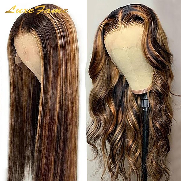 Hot Selling P4/27 Hd Transparent Lace Front Wig,13x6 Lace Front Wig With Transparent,P4/27 color Lace Front Wig For Black Women