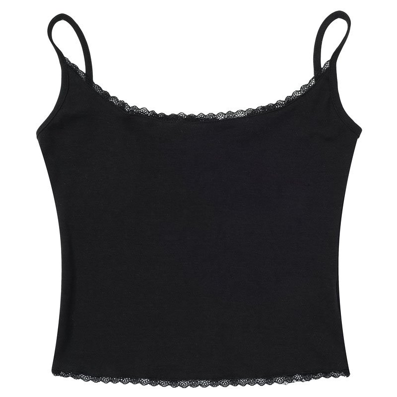 summer wholesale custom logo printing basic cotton undershirts black white cute lace tops for women