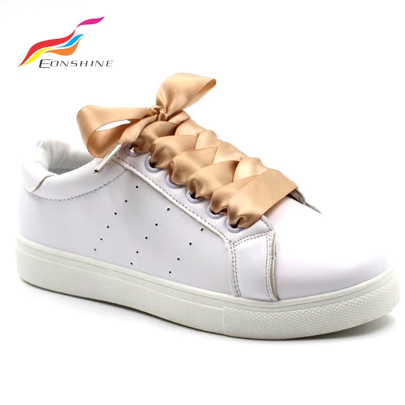 2 x 120 cm Flat White Silk Satin Ribbon Shoe Laces For Sale